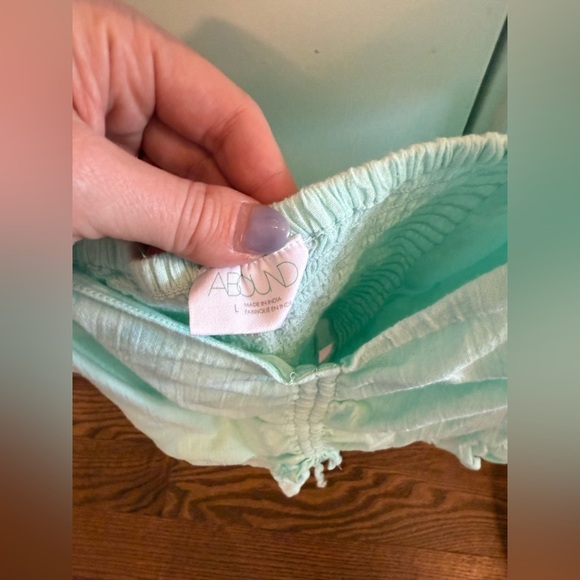 NWOT Abound Cinch Front Gauzy Top Blue Green Size Large - Picture 6 of 6